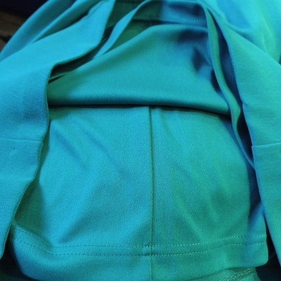 Sandra Darren Green Short Sleeved Dress with Gold Detail and Ruching - Picture 6 of 9